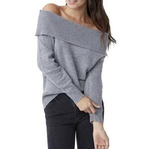 Paige Izabella wool Y2K Off-The-Shoulder Sweater Heather Grey L A001840